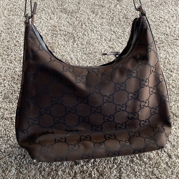Gucci Small Hobo Brown & GG Logo Black Mini Shoulder Bag, 28335 - Picture 8 of 17